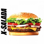 Hambúrguer: X-Salada - Hambúrguer (Ingredientes: Pão, Carne, Queijo, Alface, Maionese)