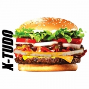 Hambúrguer: X-Tudo - Hambúrguer (Ingredientes: Pão, Carne, Queijo, Ovo, Bacon, Alface, Maionese)