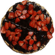 Doces: Chocolate C/ Calda de Morango - Pizza Grande (Ingredientes: Calda de Morango, Chocolate)