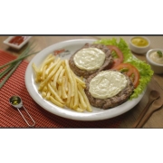 Steak Burgers: Frango ao Molho de Queijo - Steak 300g + Fritas