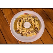 Porções: Carne a Palito ao Molho Mel e Mostarda - Padrão (Ingredientes: 450g de pura carne grelhada na brasa em forma de hambúrguer cortada em tiras, Acompanha pão árabe, Molho mel e mostarda)