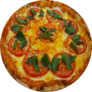 Tradicionais: Margherita - Pizza Individual (brotinho) (Ingredientes: Molho de Tomate, Mussarela, Mussarela de Búfala, Tomates Selecionados, Parmesão, Manjericão)
