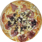 Especiais: Brás - Pizza Individual (brotinho) (Ingredientes: Molho de Tomate, Mussarela, Mussarela de Búfala, Presunto Cru, Champignon, Parmesão, Azeitona Preta, Orégano)