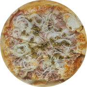 Tradicionais: Atum - Pizza Grande (Ingredientes: Molho de Tomate, Mussarela, Atum, Azeitona Preta, Orégano, Cebola)