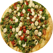 Tradicionais: Verão - Pizza Individual (brotinho) (Ingredientes: Molho de Tomate, Mussarela, Rúcula, Tomate Cereja, Palmito, Azeitona Verde, Orégano)