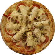Especiais: Outono - Pizza Individual (brotinho) (Ingredientes: Molho de Tomate, Mussarela, Tomate, Palmito, Champignon, Pimentão, Azeitona Verde, Orégano, Cebola)