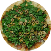 Tradicionais: Inverno - Pizza Individual (brotinho) (Ingredientes: Molho de Tomate, Mussarela, Tomate Seco, Rúcula, Azeitona Verde, Orégano)