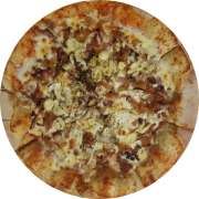 Tradicionais: Bacon - Pizza Individual (brotinho) (Ingredientes: Molho de Tomate, Mussarela, Bacon, Cogumelos Fatiados, Orégano)