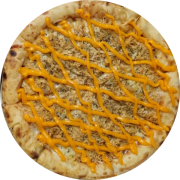 Tradicionais: Frango c/ cheddar - Pizza Pequena (Ingredientes: Cheddar, Frango Desfiado, Molho de Tomate, Mussarela, Orégano)