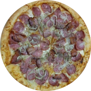 Especiais: Bacon e calabresa - Pizza Grande (Ingredientes: bacon, Calabresa Fatiada, Cebola, Molho de Tomate, Mussarela, Orégano)