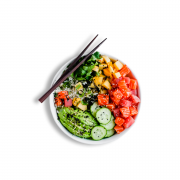 Poke: poke salmão cru misturado com crean cheese - Tamanho Grande 500 gramas aprox. (Ingredientes: salmão cru com crean cheese e cebolinha)