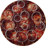 Tradicionais: Carne Seca - Pizza Família (Ingredientes: Carne Seca, Cebola, Molho, Mussarela, Orégano, Tomate)