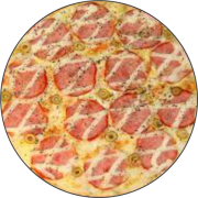 Tradicionais: 021.Lombo - Pizza Brotinho (Ingredientes: Lombo Canadense, Catupiry, Coberto C/ Mussarela)