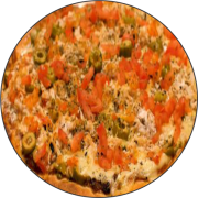 Tradicionais: 027.Natural - Pizza Brotinho (Ingredientes: Champignon, Ervilha, Milho, Palmito, Queijo Minas, Rodelas de Tomate)