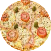 Nostra Itália: 064.Bom Vivant - Pizza Brotinho (Ingredientes: Mussarela de Búfala, Peito de Peru Defumado, Tomate Seco)