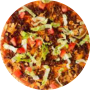 Nostra Itália: 073.Taco - Pizza Brotinho (Ingredientes: Alho Frito, Calabresa Moída, Coberto C/ Mussarela, Fatias de Berinjela Temperada, Milho, Porção de Gorgonzola)