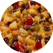 Doces: 077.Califórnia - Pizza Brotinho (Ingredientes: Abacaxi, Ameixa, Figo, Mussarela, Pêssego, Presunto)