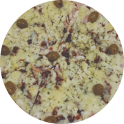 Tradicionais: 031.Peito de Peru Especial - Pizza Brotinho (Ingredientes: Bacon, Catupiry, Mussarela de Búfala, Palmito, Parmesão P/ Gratinar, Peito de Peru)