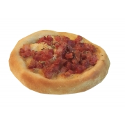 Esfihas Salgadas: Esfiha de Bacon - Queijo Minas, Mussarela, Bacon em Cubos e Orégano