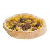 Esfihas Salgadas: Esfiha de Milho Com Bacon - Queijo Minas, Mussarela, Milho, Bacon em Cubos e Orégano