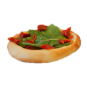Esfihas Salgadas: Esfiha tomate Seco Com Rúcula - Queijo Minas, Mussarela, Tomate Seco e Rúcula