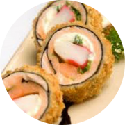Hot Rolls: Hot Roll Salmão Kani 10und. - Salmão, Kani, Cream Cheese, Cebolinha, Gergelim e Molho Tarê