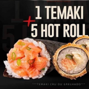 combos e combinados com temaki: 1 temaki + 5 hot - Combinado C/ Temaki (Ingredientes: 1 temaki + 5 hot)