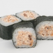 Hossomakis: 02-Hossomaki Salmão Grelhado (10unid) - Enrolado de Arroz, C/ Alga por Fora, C/ Cream Cheese e Cebolinha