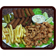 Porções Premium: 142-Tulipa frita, Polenta , Pastel de Carne, Calab - Porção Premium (Ingredientes: Calabresa acebolada, Pastel de Carne, Polenta Com Parmesão, Tulita Frita)