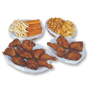 Cestas: Cesta Nº4 (5 a 7 Pessoas) - Cesta Nº4 (Ingredientes: 14 Pedaços de Frango Frito + 2 Porções à Escolha ( Fritas, Polenta ou Mandioca),ou Meio a Meio)