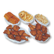 Cestas: Cesta Nº5 (8 a 10 Pessoas) - Cesta Nº5 (Ingredientes: 18 Pedaços de Frango Frito + 03 Porções à Escolha( Fritas, Polenta ou Mandioca),ou Meio a Meio, A 1ª Porção está Automaticamente como "FRITAS". Caso queira alterá-la, coloque no campo "OBSERVAÇÃO" ao final do pedido.)