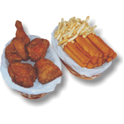 Cestas: Cesta Nº2 (2 a 3 Pessoas) - Cesta Nº2 (Ingredientes: 5 Pedaços de Frango Frito C/ 01 Porção à Escolha ( Fritas, Polenta ou Mandioca), 1/2 a 1/2 ou tudo na Porção.)