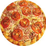 Salgadas: Napolitana - Pizza Grande (Ingredientes: Molho, Mussarela, Orégano, Presunto, Tomate)