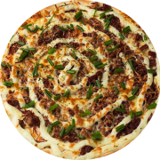 Salgadas: Carne seca com catupiry - Pizza Grande (Ingredientes: Carne Seca Desfiada, Catupiry, Cebolinha Verde, Molho, Mussarela, Orégano)