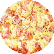 Salgadas: Lombo canadense com catupiry - Pizza Grande (Ingredientes: Catupiry, Lombo Canadense, Molho, Mussarela, Orégano)