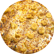 Doces: Banana com canela - Pizza Grande (Ingredientes: Açúcar, Banana, Canela, Leite Condensado, Mussarela)