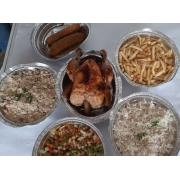 Frango: Frango a campanha - Frango P/ 2 Pessoas (Ingredientes: Arroz, Banana, Farofa, Fritas, Molho)