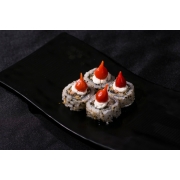 Uramaki: Uramaki Biquinho 05 und. - Alga, Arroz com Gergelim, Salmão, Cream Cheese, Cebolinha e Pimenta Biquinho