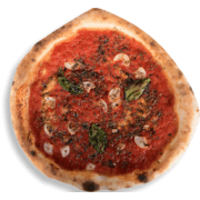 Tradicionais: Marinara - Pizza Casal 25cm (Ingredientes: Alho Frito, Azeite de Oliva, Manjericão Fresco, Molho, Orégano, Tomate Cereja)