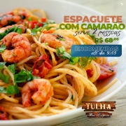 Espaguete: Espaguette com Camarão - Grande (Ingredientes: Espaguete, Camarão Salteados no alho, Tomate Cereja)