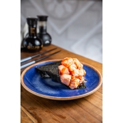 Temakis: Temaki Salmão Maçaricado - Temaki (Ingredientes: Molho de Ostra, Salmão Maçaricado)