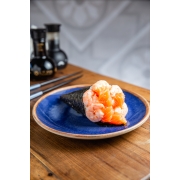 Temakis: Temaki Salmão Ebi - Temaki (Ingredientes: Camarão, Cream Cheese, Salmão)
