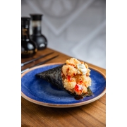 Temakis: Temaki Oishi - Temaki (Ingredientes: Cream Cheese, Geleia de Pimenta, Molho Tarê, Salmão Empanado na Farinha Panko)