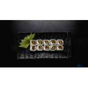 Uramakis: Ura Skin (10 pçs ) - Uramaki (Ingredientes: Carne e Pele de Salmão Temperada e Grelhada, Cream Cheese, Gergelim, Tarê)