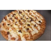 Tradicionais: Moda da casa - Pizza Grande (Ingredientes: Bacon, Frango, Milho, Molho, Mussarela, Orégano, Requeijão)