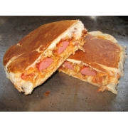 Tradicionais: Bell-HotDog - Lanche (Ingredientes: Bacon, Batata Palha, Duas Salsichas, Frango Desfiado, Ketchup, Maionese, Milho Verde, Mussarela)