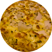 Tradicionais: Frango e Palmito - Pizza Grande (Ingredientes: Catupiry, Frango, Molho de tomate, Mussarela, Orégano, Palmito)