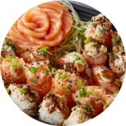 Combinados: Combinado Sem Algas - Combo (Ingredientes: 34 peças - 06 Joy Cru, 06 Niguiri Maçaricado, 06 Baterá de Salmão Grelhado, 06 Joy Maçaricado, 10 Fatias de Sashimi, Cebolinha, Cream Cheese, Gergelim, Tarê)