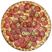 Especiais: Salame Italiano - Pizza Pequena (Ingredientes: Azeitona Verde, Mussarela, Orégano, Salame Italiano)