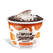 Copinho Gourmet: Copinho Gourmet Caramelo Salgado - Sorvete de caramelo mesclado com cookies de chocolate.